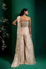 Rose Gold Taffeta Draped Saree